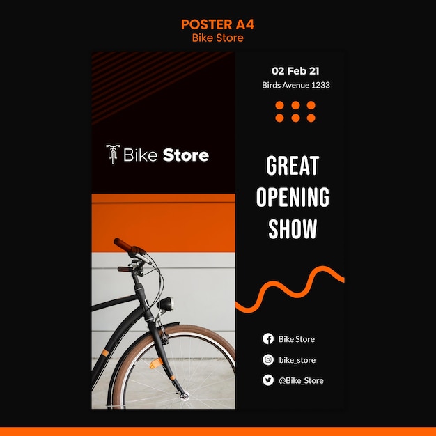 PSD gratuit modèle d'affiche pour magasin de vélo