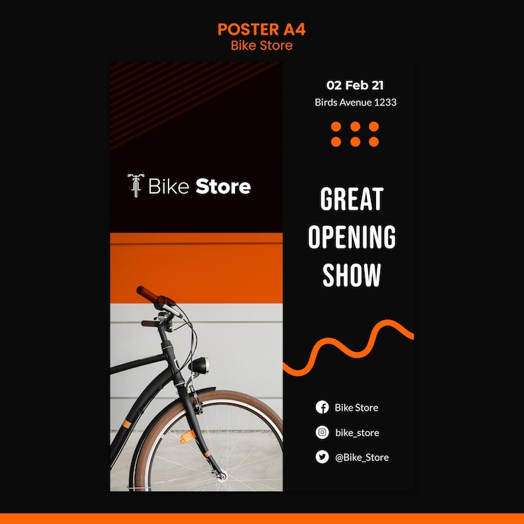 PSD gratuit modèle d'affiche pour magasin de vélo