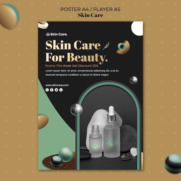 PSD gratuit modèle d'affiche pour les produits de soins de la peau