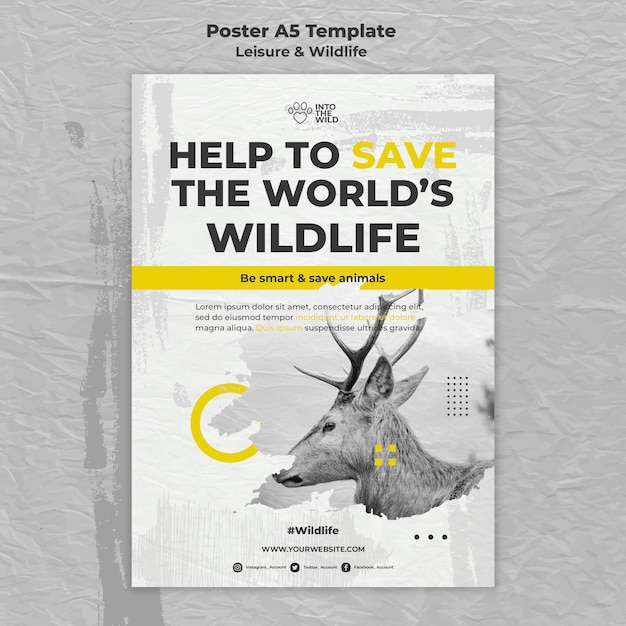 PSD gratuit modèle d'affiche pour la protection de la faune et de l'environnement