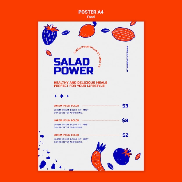 PSD gratuit modèle d'affiche pour la puissance de la salade