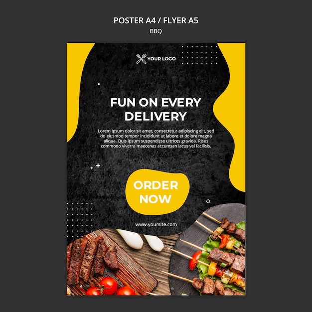 PSD gratuit modèle d'affiche pour restaurant barbecue