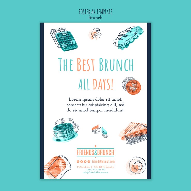 PSD gratuit modèle d'affiche pour restaurant brunch