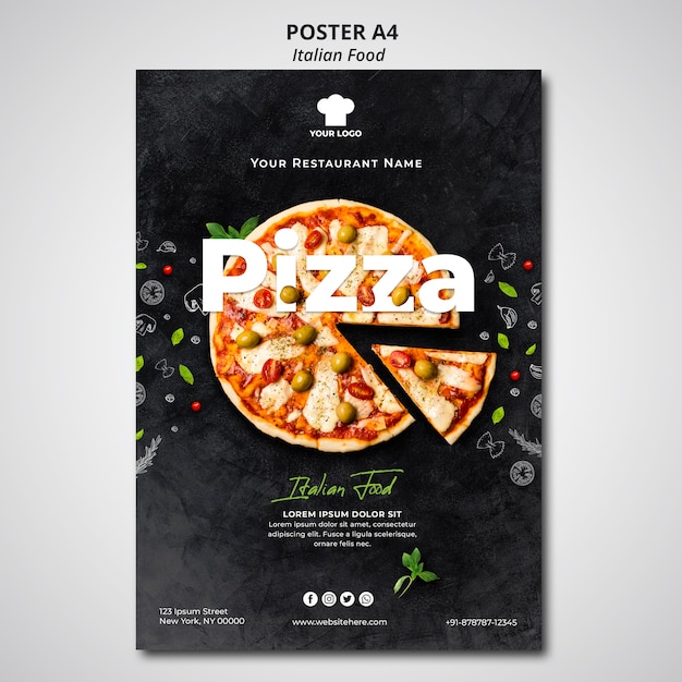 PSD gratuit modèle d'affiche pour restaurant de cuisine italienne traditionnelle