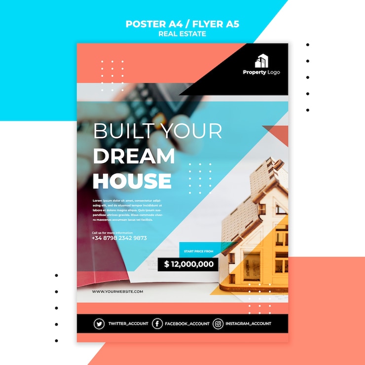 PSD gratuit modèle d'affiche pour société immobilière