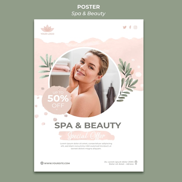 PSD gratuit modèle d'affiche pour spa et thérapie