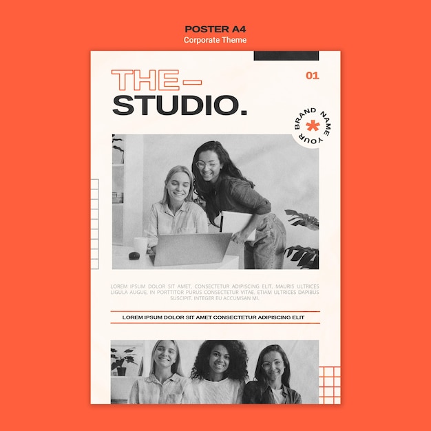 PSD gratuit modèle d'affiche pour studio d'entreprise