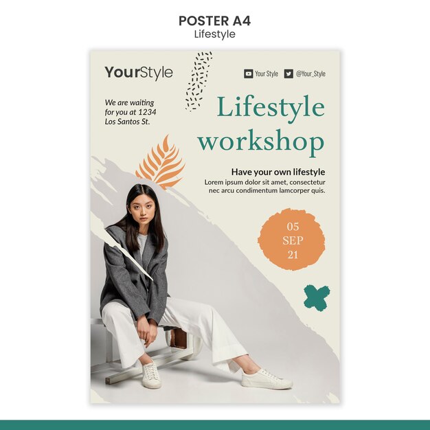 Modèle d'affiche pour le style de vie personnel