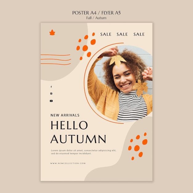 PSD gratuit modèle d'affiche pour la vente d'automne