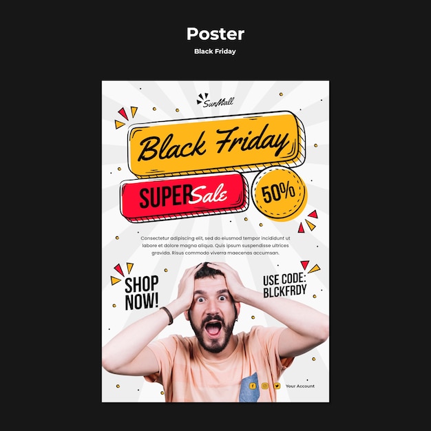 PSD gratuit modèle d'affiche pour la vente du vendredi noir