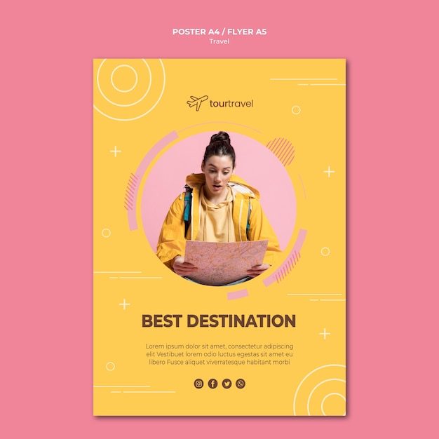 PSD gratuit modèle d'affiche pour voyager