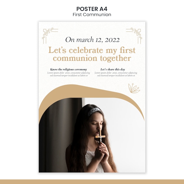 Modèle d'affiche de première communion