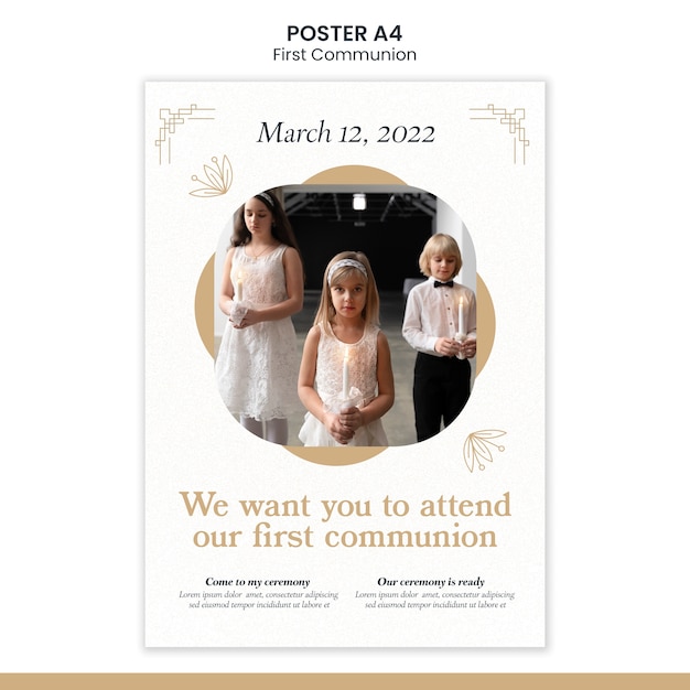 Modèle d'affiche de première communion