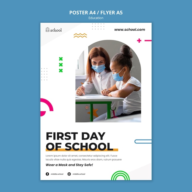 Modèle d'affiche de la première journée scolaire
