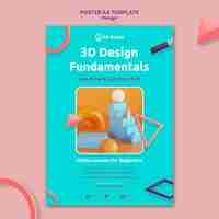 PSD gratuit modèle d'affiche de principes fondamentaux de la conception 3d