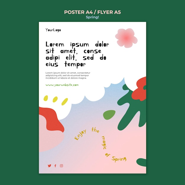 PSD gratuit modèle d'affiche de printemps dessiné