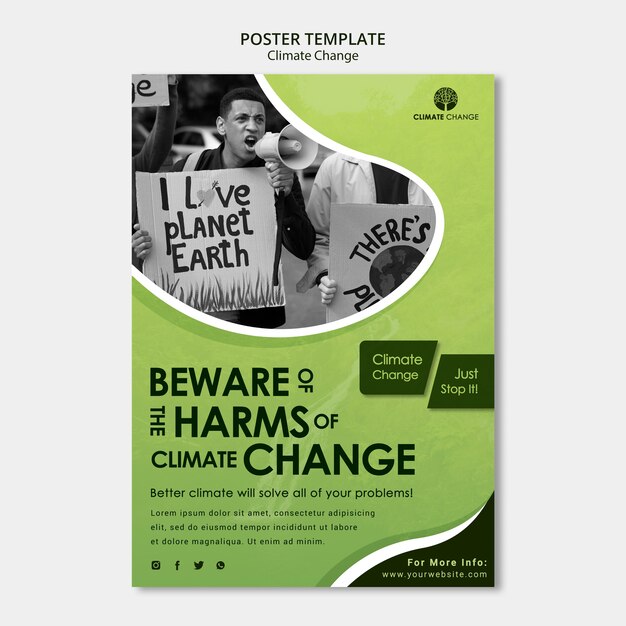 PSD gratuit modèle d'affiche de problème de changement climatique