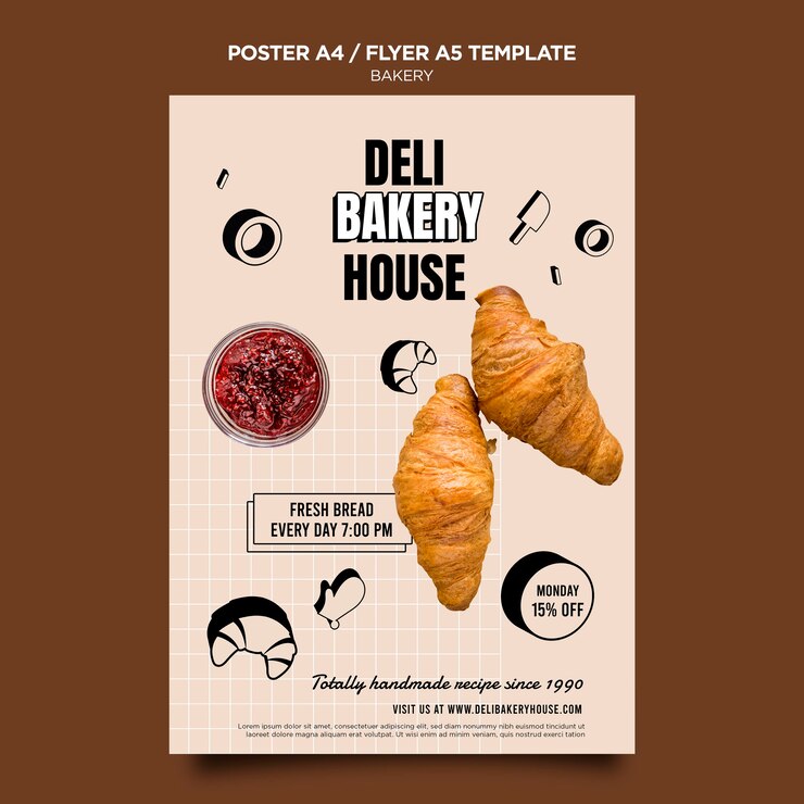 PSD gratuit modèle d'affiche de produits de boulangerie
