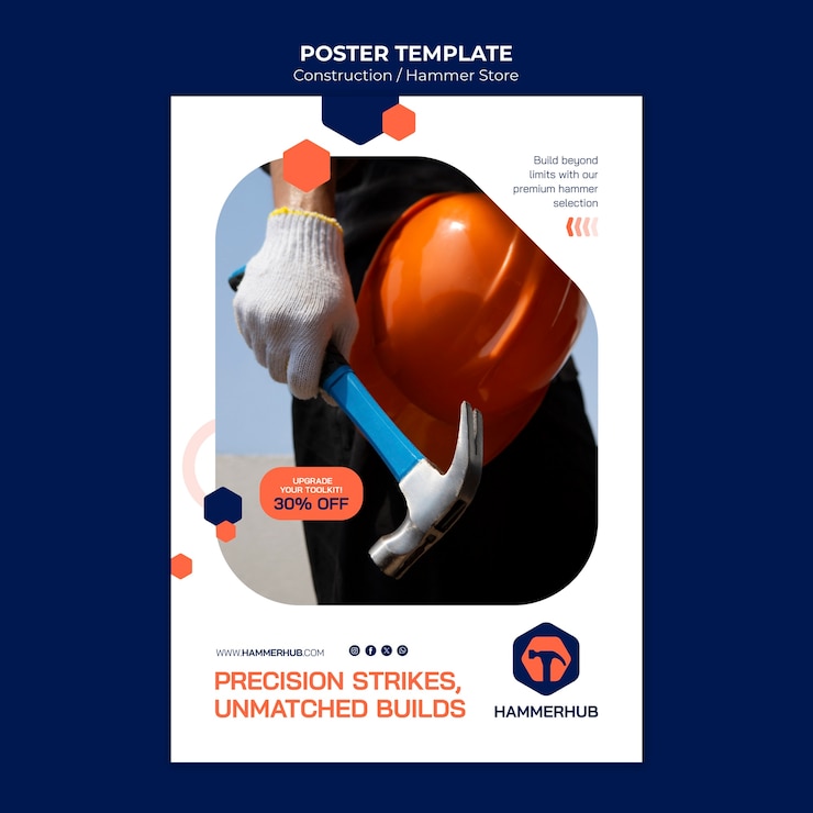 PSD gratuit modèle d'affiche de projet de construction