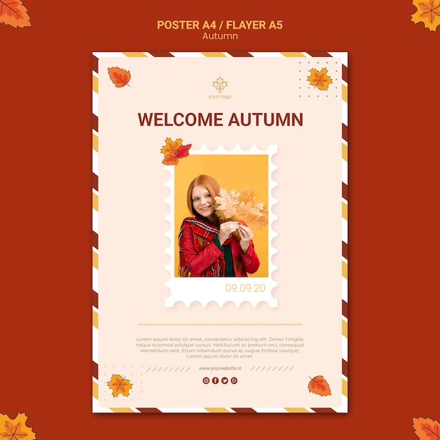 PSD gratuit modèle d'affiche publicitaire d'automne