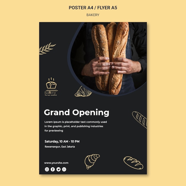 PSD gratuit modèle d'affiche publicitaire de boulangerie