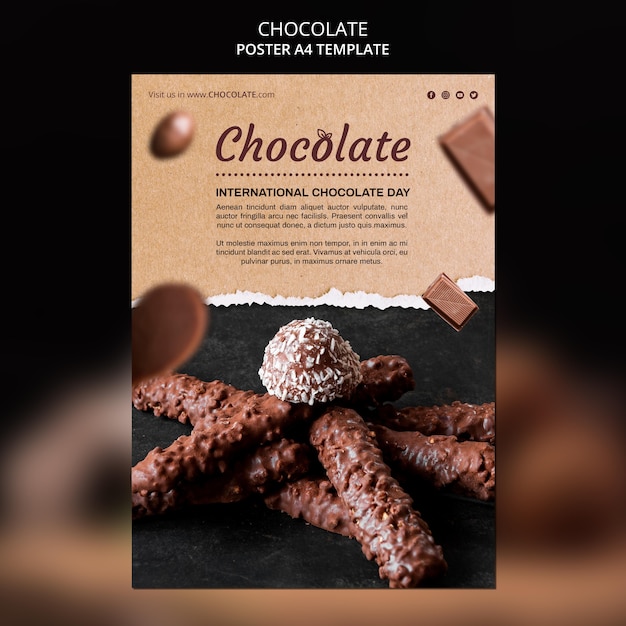 PSD gratuit modèle d'affiche publicitaire de magasin de chocolat