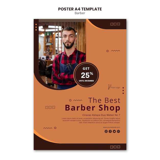 PSD gratuit modèle d'affiche publicitaire de salon de coiffure