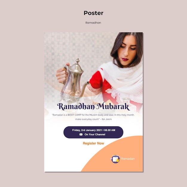 PSD gratuit modèle d'affiche de ramadan avec photo