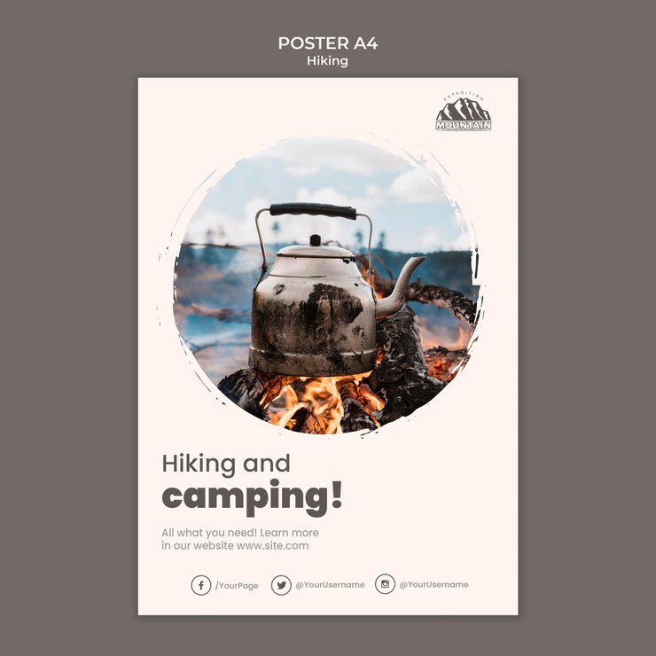 PSD gratuit modèle d'affiche de randonnée