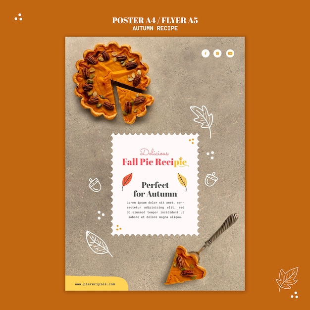 PSD gratuit modèle d'affiche de recette de tarte d'automne