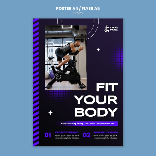 Modèle d'affiche de remise en forme design plat