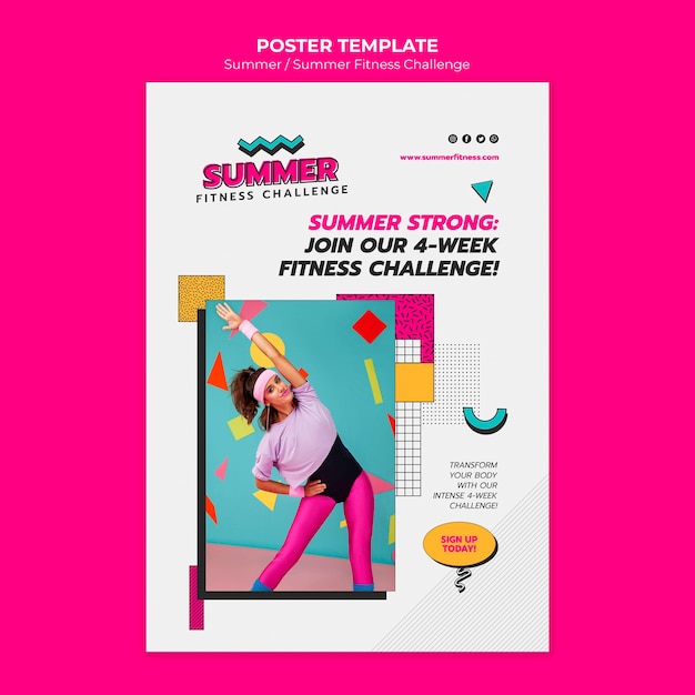 PSD gratuit modèle d'affiche de remise en forme d'été