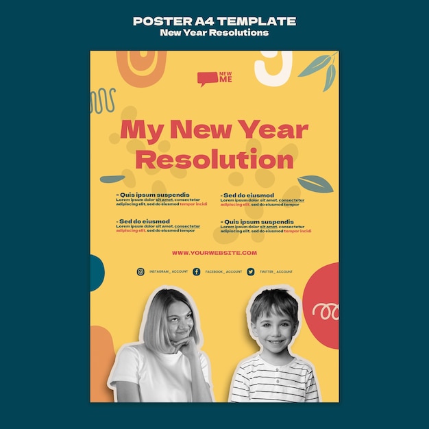Modèle d'affiche de résolutions du nouvel an