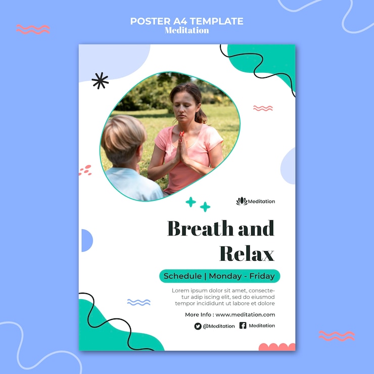 PSD gratuit modèle d'affiche de respiration et de détente