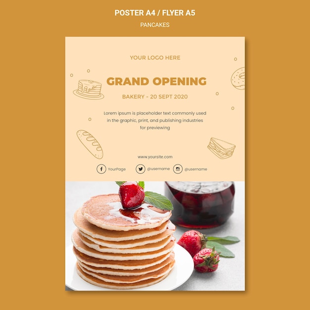 PSD gratuit modèle d'affiche de restaurant de crêpes