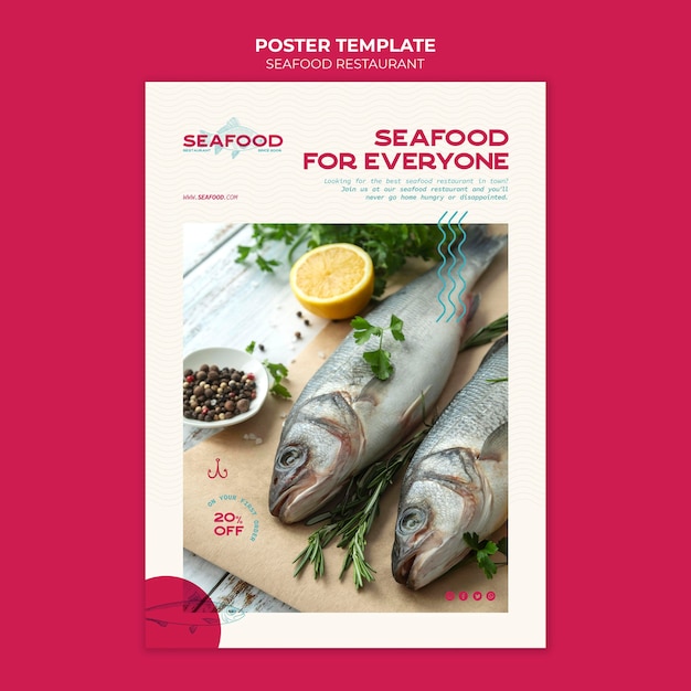 Modèle d'affiche de restaurant de fruits de mer