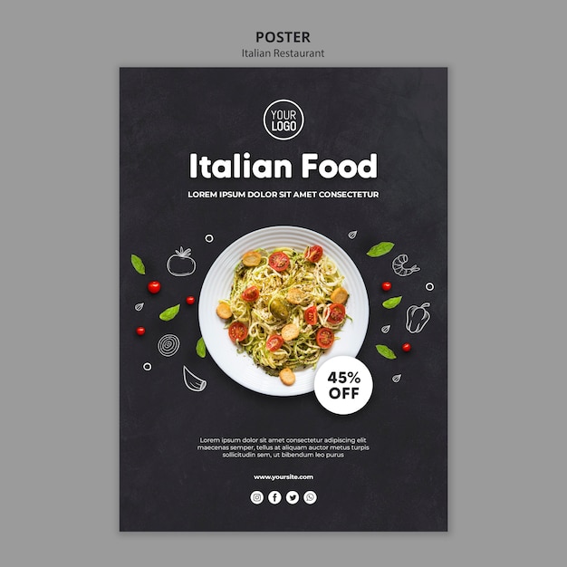 PSD gratuit modèle d'affiche de restaurant italien