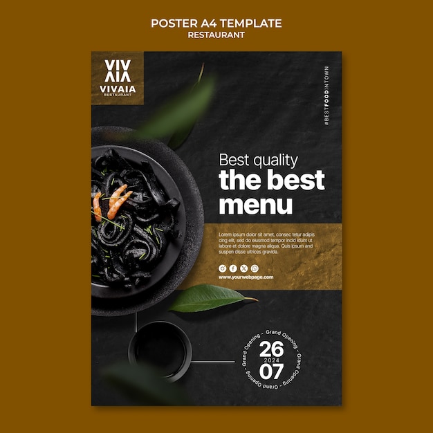 PSD gratuit modèle d'affiche d'un restaurant de nourriture délicieuse