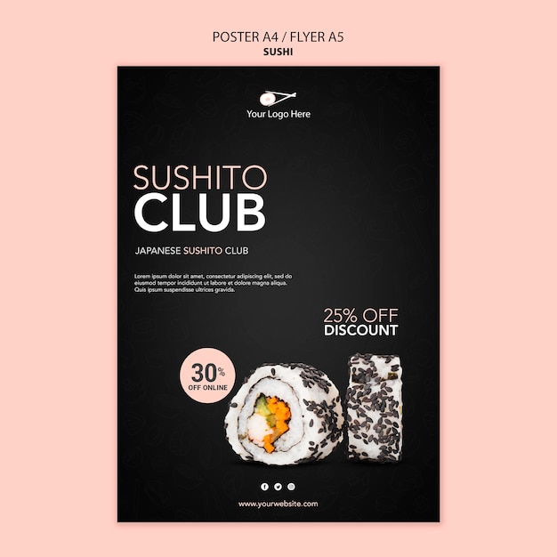 PSD gratuit modèle d'affiche de restaurant de sushi