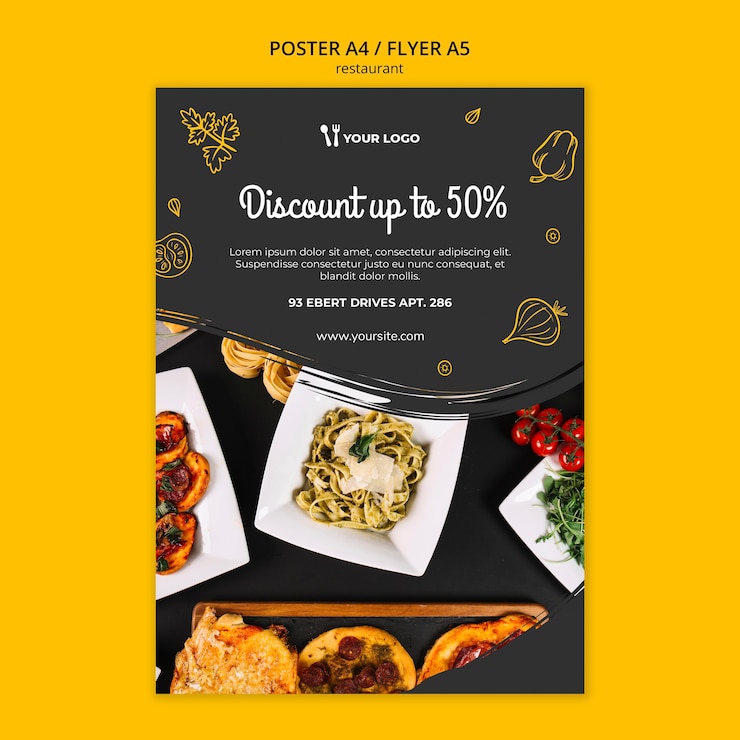 PSD gratuit modèle d'affiche de restaurant