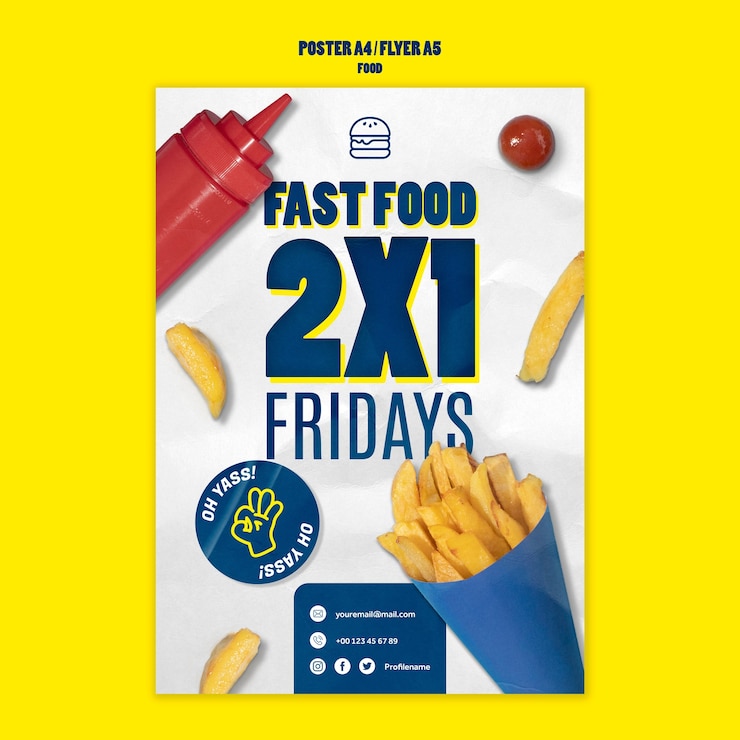 PSD gratuit modèle d'affiche de restauration rapide délicieuse