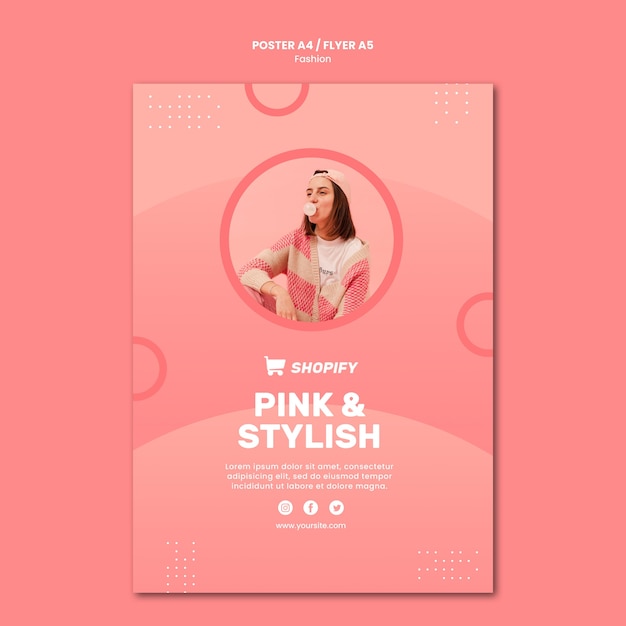 PSD gratuit modèle d'affiche rose et élégant