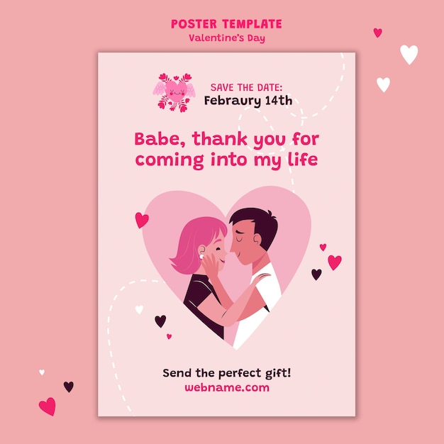 PSD gratuit modèle d'affiche de la saint-valentin illustré