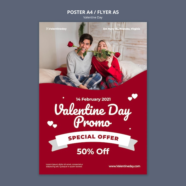 PSD gratuit modèle d'affiche de la saint-valentin avec photo