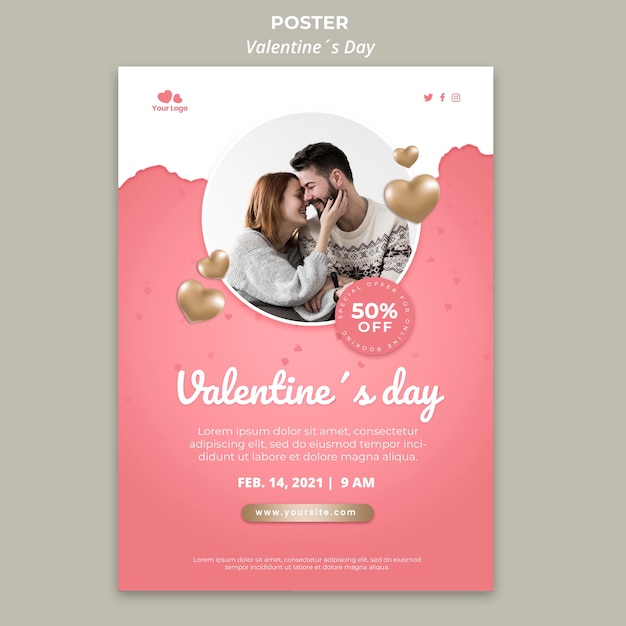 PSD gratuit modèle d'affiche de la saint-valentin