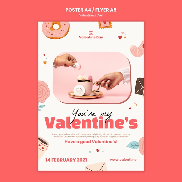 PSD gratuit modèle d'affiche de la saint-valentin