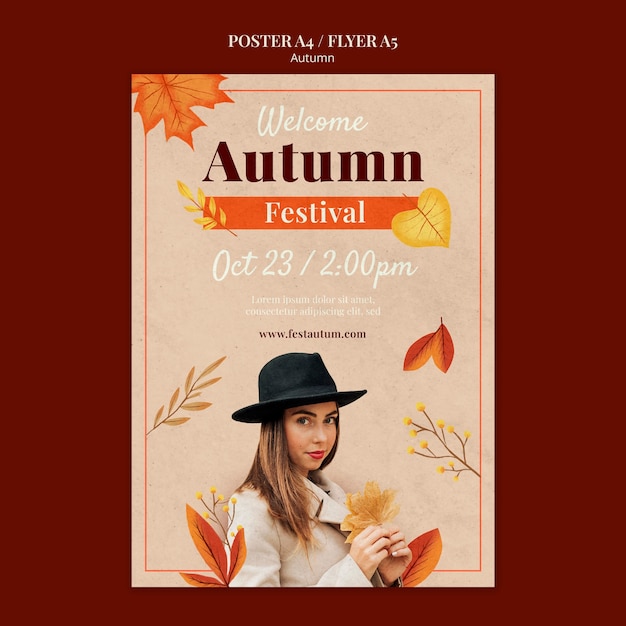 PSD gratuit modèle d'affiche de saison d'automne