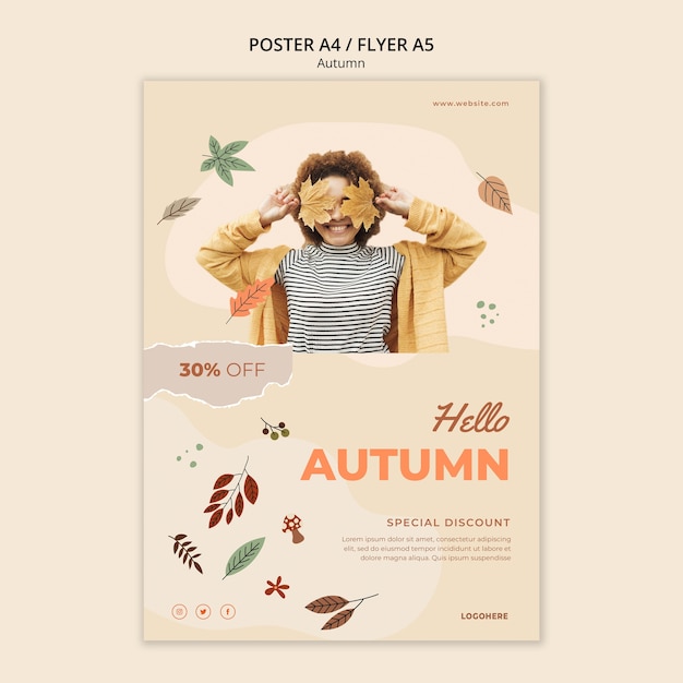 PSD gratuit modèle d'affiche de saison d'automne