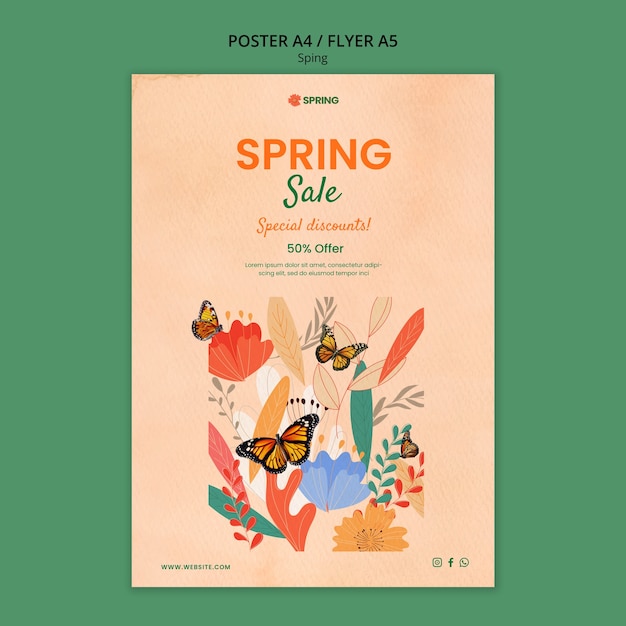 PSD gratuit modèle d'affiche de la saison du printemps