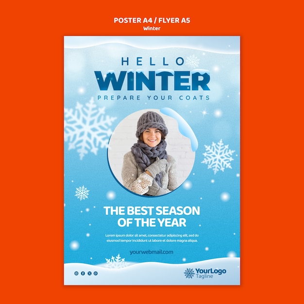 PSD gratuit modèle d'affiche de la saison d'hiver